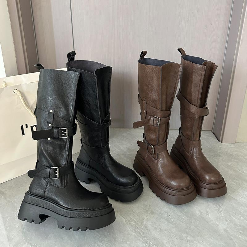 Coarse heel heightened knight boots women's autumn new versatile but knee boots temperament advanced boots