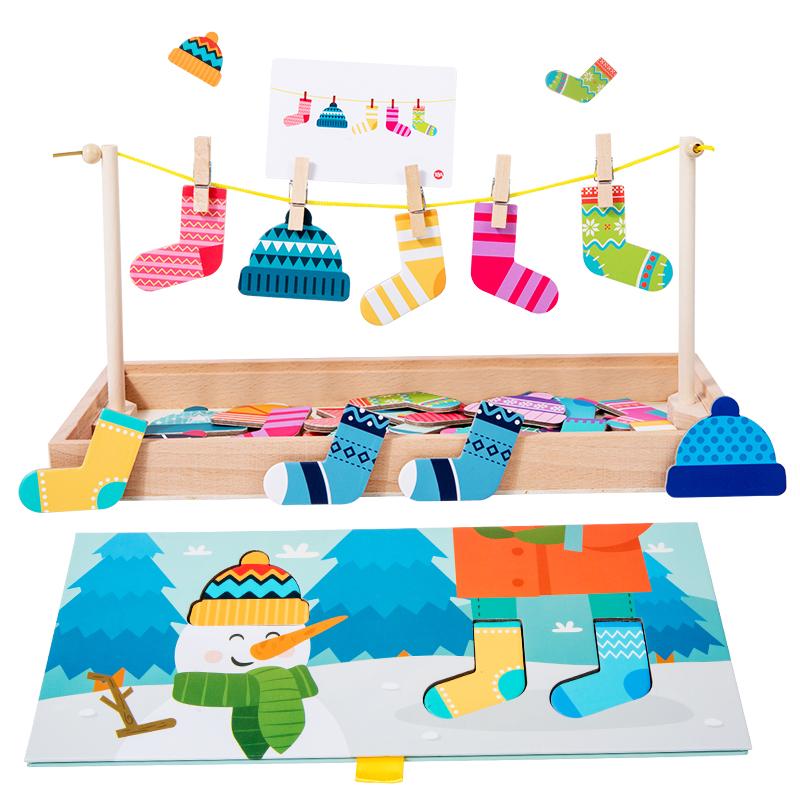 

Children s Wooden Fun Sock Drying Puzzle Color Cognition Matching Fine Motor Training Early Education Learning Educational Toys
