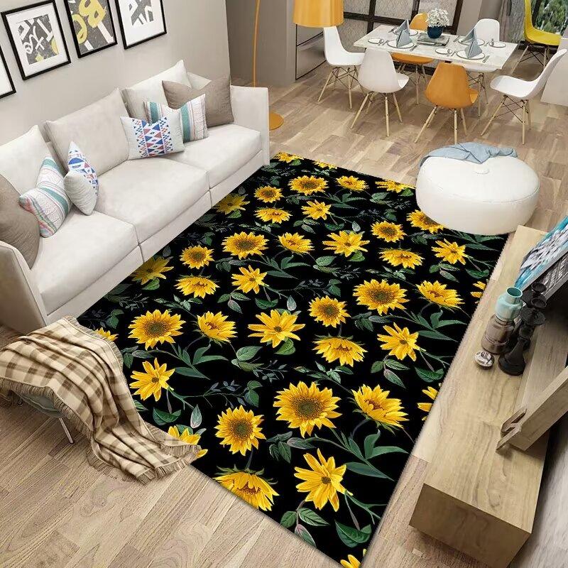 3D Flowers Carpet for Living Room  Nordic Room Decoration Home Mats Antiskid Easy Cleaning Bedroom Floor Entrance Kitchen Rug