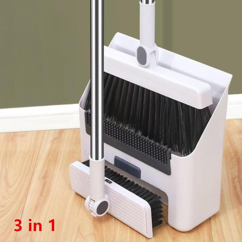 4 In 1 Broom Combo Set With Broom Dustpan Squeegee Floor Brush Multi Purpose Cleaning Tool For Home Commercial Use