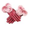 Women's Winter Touchscreen PU Leather Gloves with Rabbit Fur for Outdoor Cycling & Driving