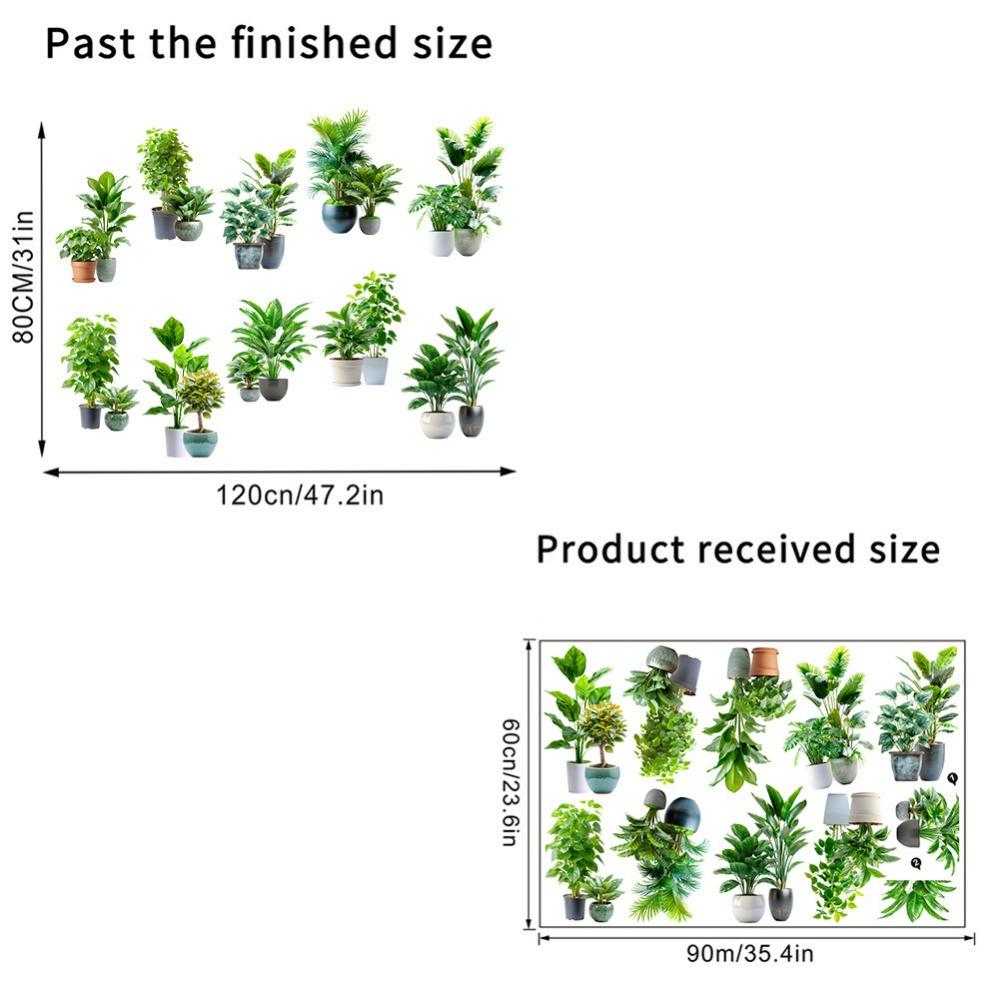 Self-Adhesive Plant Bonsai Wall Stickers Large Size Wall Mural Green Plants Wallpaper Living Room