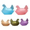 Yousheng Chicken Shaped Candy Dish Hen On Nest Glass Candy Bowl with Lid Farmhouse Egg Tray Dessert Plate Snack Bowl for Party Treats Home Tabletop