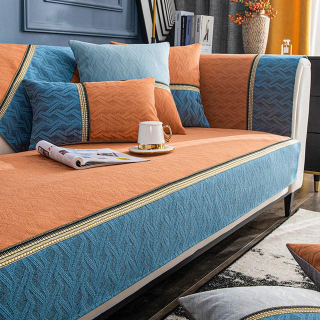 Patchwork Luxury Sofa Covers For Living Room 3 Seater Chenille Textured Couch Slipcover Non -Slip Armrest Loveseat Cover L Shape