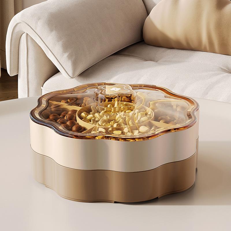 

Фруктовница бытовая с отделениями и крышкой, для гостиной, кофейного столика, свадебная, красная, китайская коробка для хранения закусок, многоярусная тарелка для фруктов