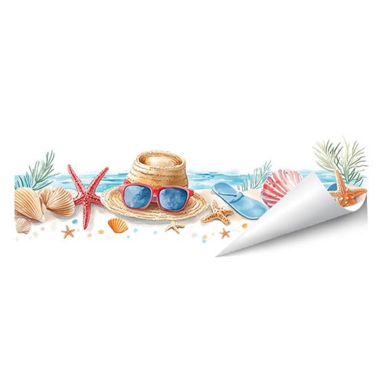Hello Summer Window Beach Clings Tree Animals Tropical Palm Window Decals Watercolor K