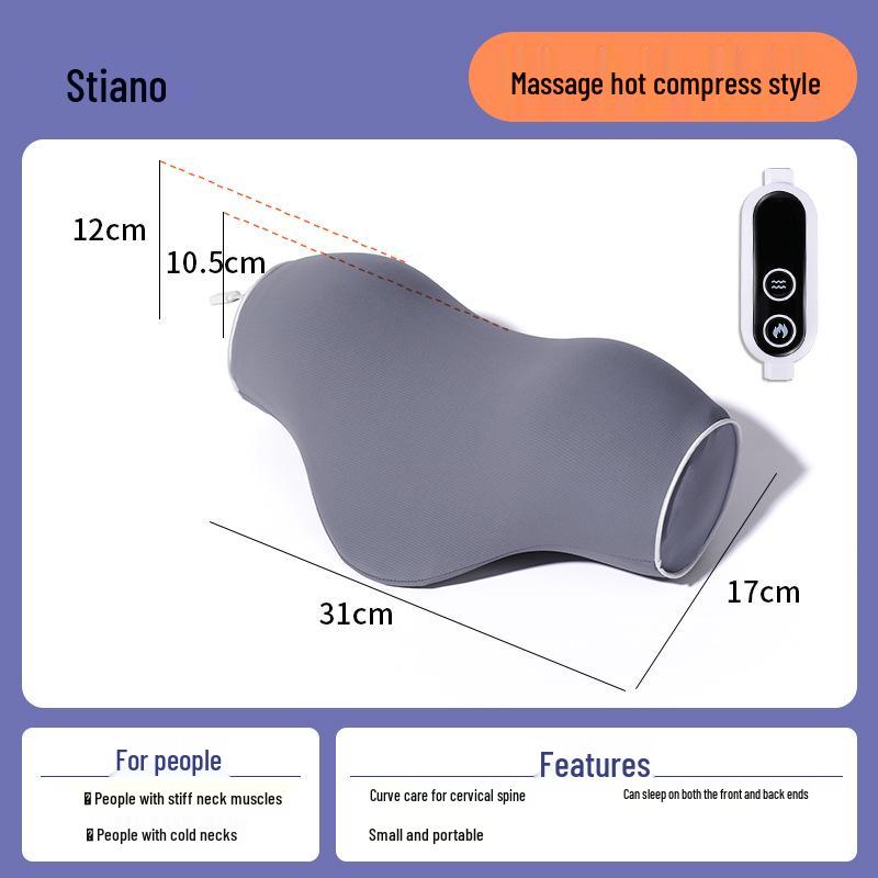 Cervical Traction Neck Massage Pillow with Memory Foam and Hot Compress