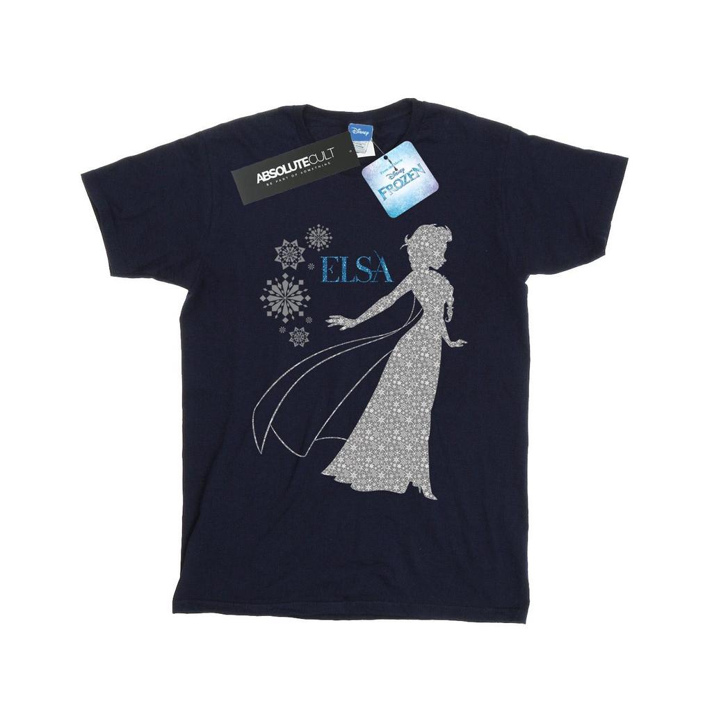 Disney Womens/Ladies Frozen Elsa Christmas Silhouette Cotton Boyfriend T-Shirt