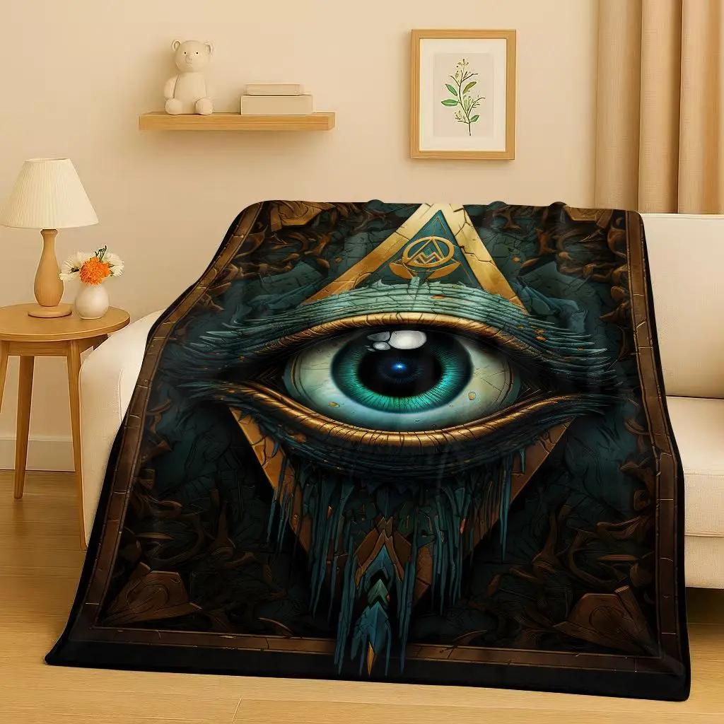 3D Freemasonry All Seeing Eye Symbol Evil Eye Flannel Blanket,Ultra Soft Warm Plush Throw for Home Bedroom Bed Sofa Cover Kids