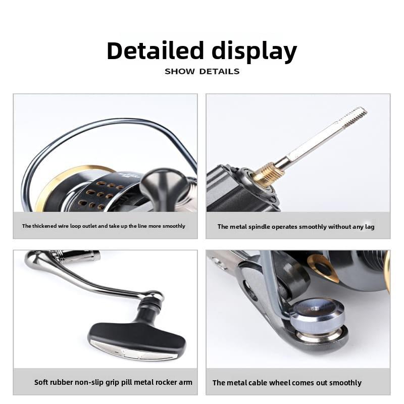 Langlebige Angelrolle aus Metall aus Nylon Leicht und robust Kann auf große Entfernungen werfen und spinnen Geeignet für Outdoor-Angeln Köderzubehör