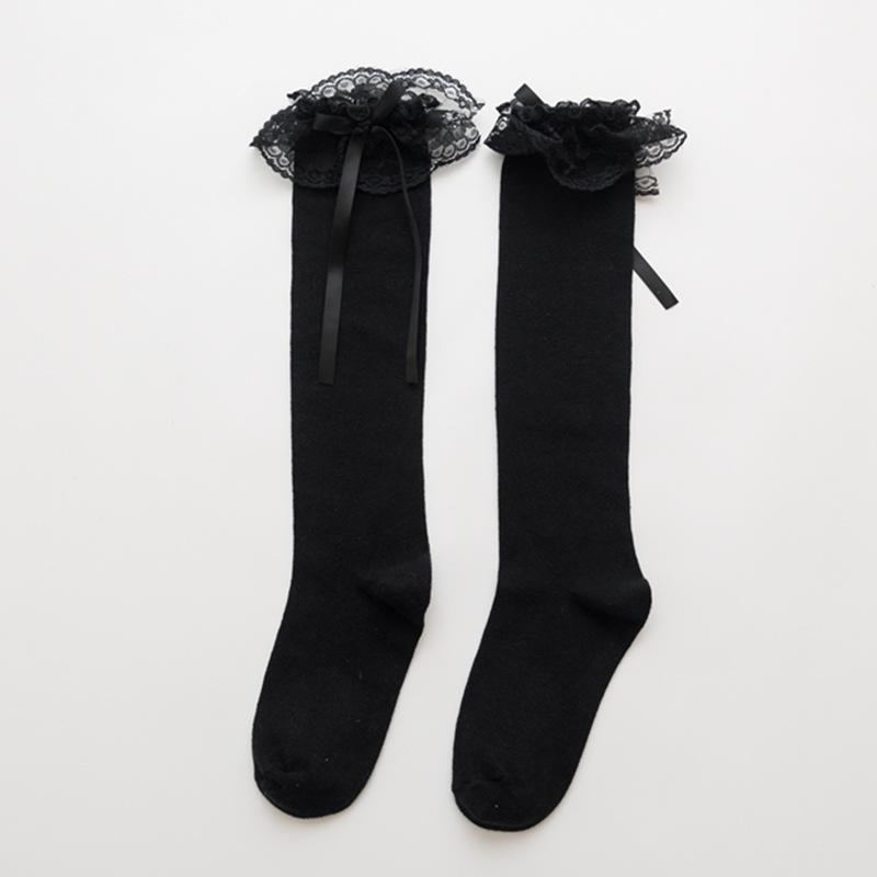 

Милі шкарпетки в стилі Лоліта Дівчина, суцільний колір, милі косплей, високоякісні м’які шкарпетки для весни та осені One Size чорний