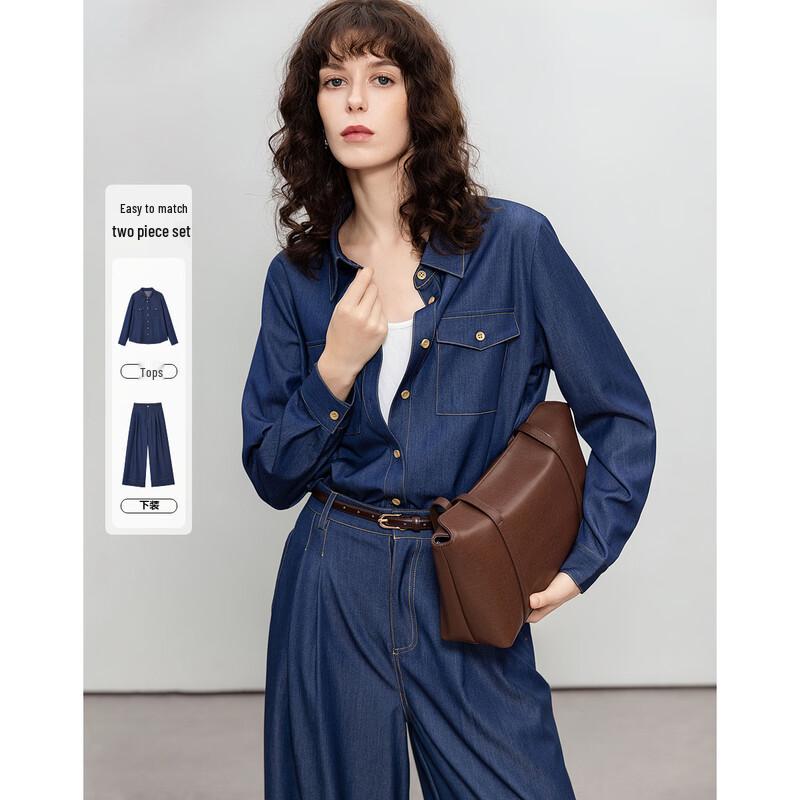 De Mana Women s Japanese Style Loose Shirt & Wide-Leg Pants Set S