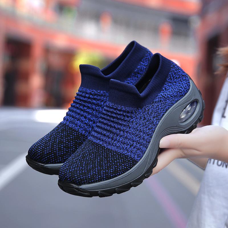 Large size air cushion fly-woven sneakers overalls rocking shoes casual shoes socks shoes