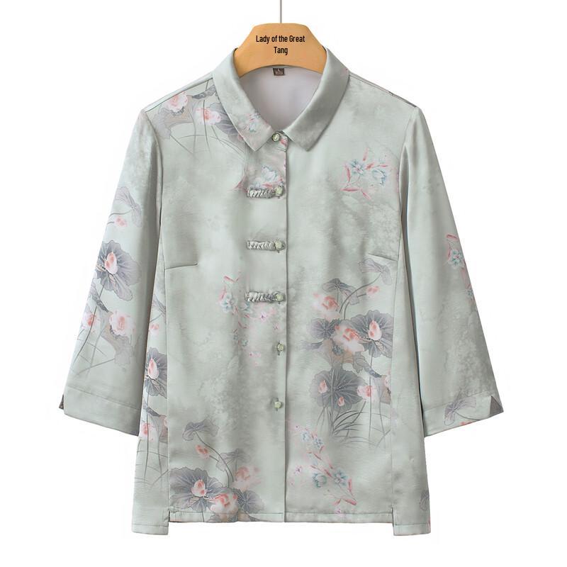 Women's Mid-Age Thin Breathable Lapel Cardigan Shirt