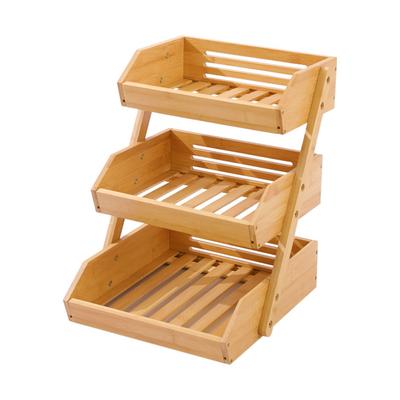 Large 3 Tier Bamboo Fruit Basket 3 Layer Fruit Vegetable Snacks Sundries Storage Stand for Kitchen