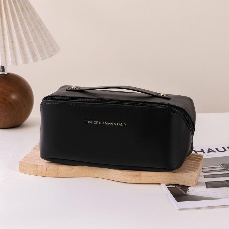 Kosmetiktasche mit großer Kapazität, Kosmetiktasche aus Leder für Damen, multifunktionale Toilettenartikel, tragbare wasserdichte Aufbewahrungsbox für Reisen.