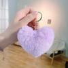 Love Heart Plush Bag Pendant Fluffy Ball Car Key Ring Imitation Rabbit Fur Solid Color Key Chain Bag Accessories