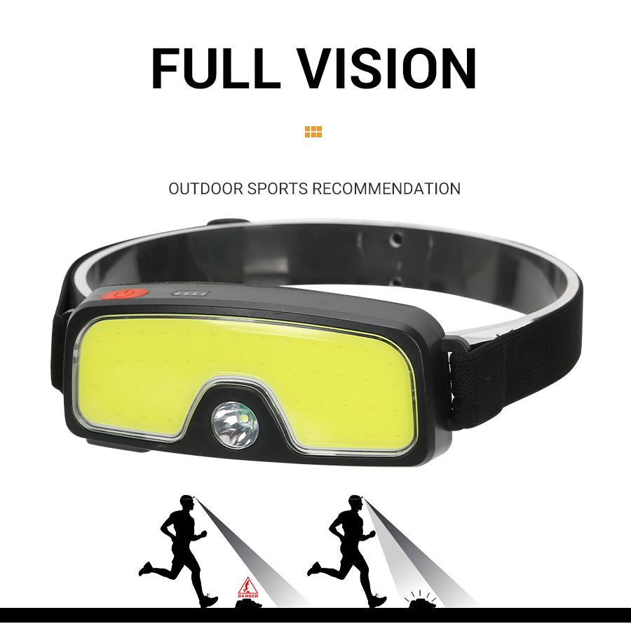 COB Portable LED Headlights Outdoor Headlight Built in Battery USB Rechargeable Head Lamp Camping Fishing Climbing Lantern