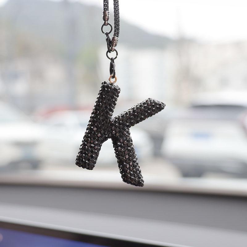 Rhinestone Ceramic Cross Pendant for Car Mirror Decor