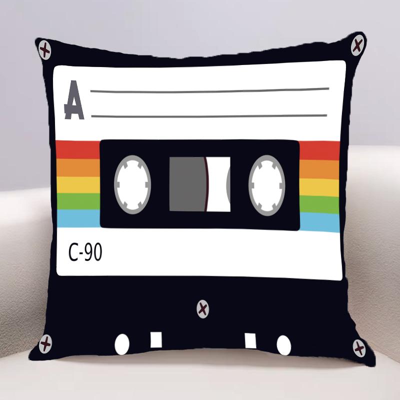 Vintage Cassette Cushion Cover For Sofa Pillow Case Cover Seat Car Throw Pillowcase 45X45Cm For Home Decorative 037