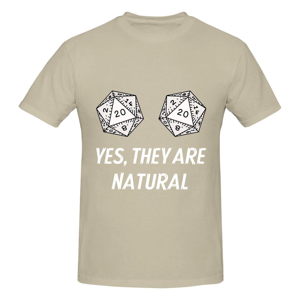 Yes They Re Natural D20 20 Dice Funny Rpg Gamer Vneck Tshirt Daily Lazy Quickdrying Tees