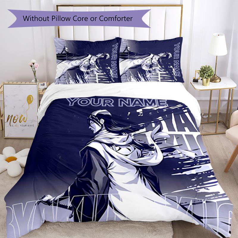 3pcs Custom Name Byakuya Kuchiki Bedding Set Duvet Cover Closure Includes 1 Duvet Cover & 2 Pillowcases for All Seasons Bedroom Decor