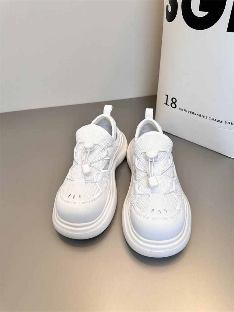 

Cowhide version~ thick-soled heightening dad shoes for women 2025 new hollow and breathable one-pedal spring and summer sports shoes for women 35