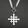 Jerusalem Crusaders Cross Pendant Necklace for Men Women Stainless Steel Rhinestones Amulet Hip Hop Chain Amulet Jewelry Gift