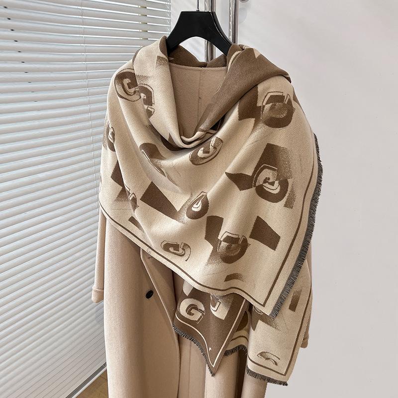 letter circulation diagram, simple style printing elements, women's imitation cashmere warm scarf, air conditioner shawl circumference