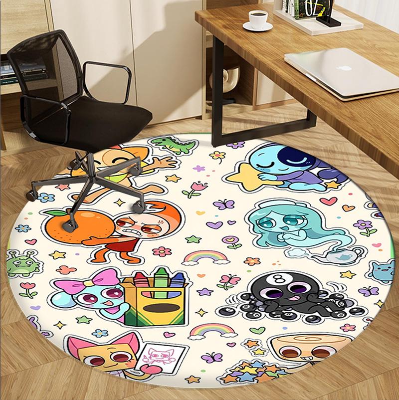 Dandy's World Pattern Round Rug, Indoor/Outdoor Mat, for Picnic, Gameroom, Bedroom, Office, Living Room, Home Decor Carpet, Birthday Gift