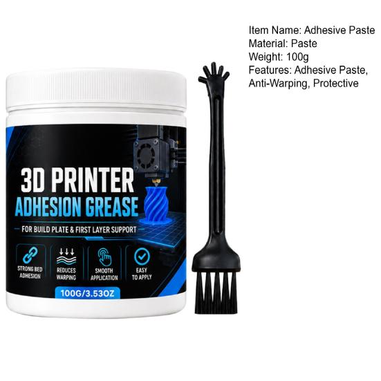 Print Bed Coating 3D Printer Adhesion Paste, Anti-Warping Excellent Build Plate Glue Grease, Reliable Filament Bonding On Printing Surfaces Paste