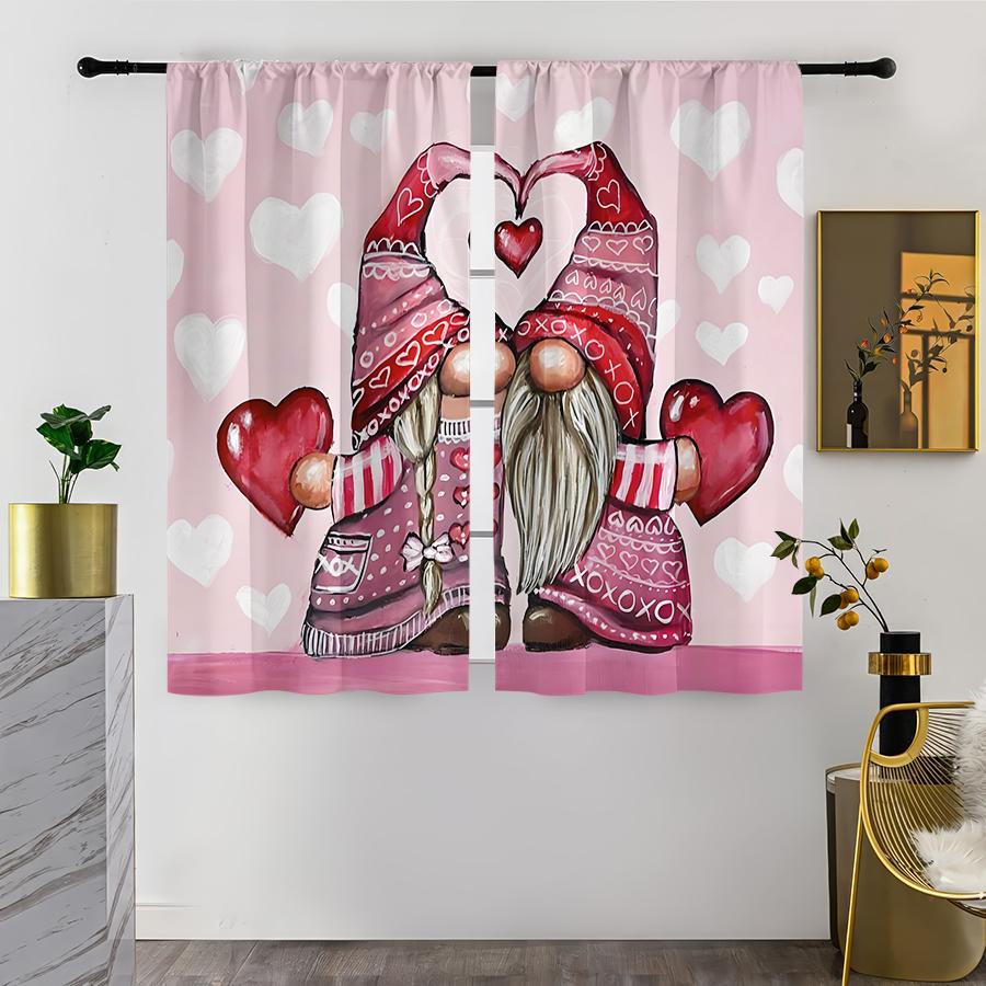 

2PCS Pink Love Elf Couple Curtains Romantic and Sweet Style Bedroom and Living Room Drawbar Pocket Decorative Curtains 100*130 HOOK 1pcs