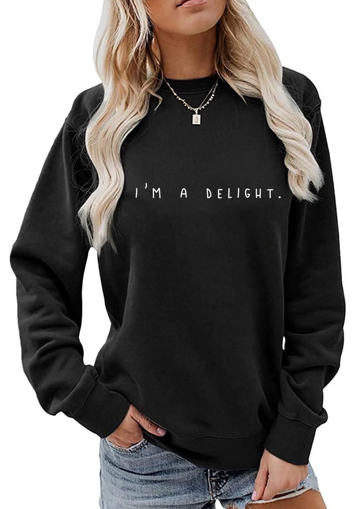 European and American Delight Long Sleeve Round Neck Hoodie 