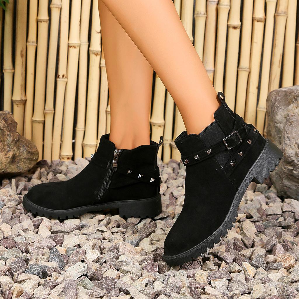 Fashion 2024 New Fashion Ankle Snow Boots Rhinestone Slip On Platform Boots Warm Willow Nails Shoes Round Head Comfortable Flats Boot