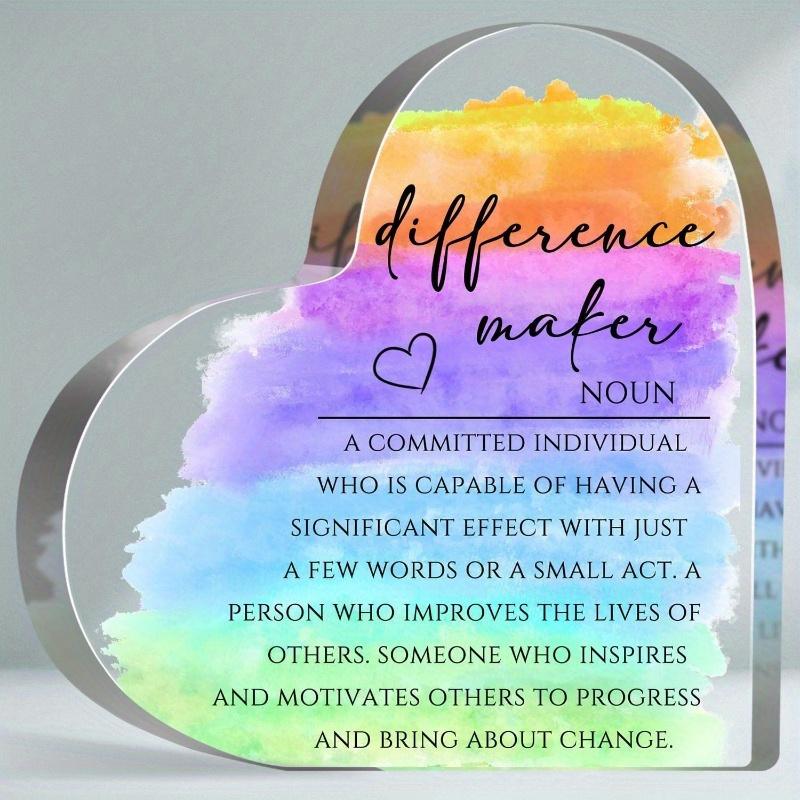 

Heart-Shaped Plaque - Difference Maker Definition, Inspirational Gift for Leaders, Bosses, and Coaches, Perfect for Home or Office Desk Decor, Moti 10*10cm
