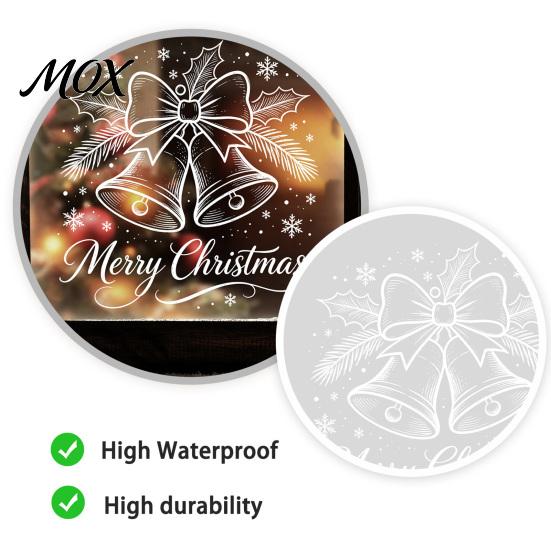 Durable Window Film for Parties Christmas Bell Sticker, PVC Decals with Snowflake Bow Patterns Modern Home Accents Holiday Decoration, Waterproof