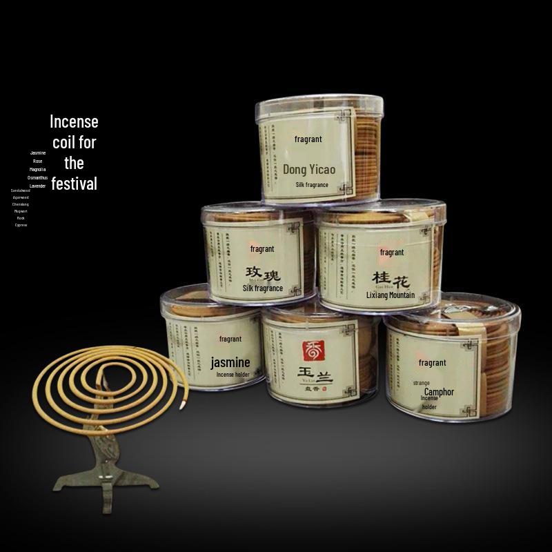 Jinfengxing Natural Sandalwood & Agarwood Indoor Coil Incense for Aromatherapy, Mosquito Repellent, and Odor Removal