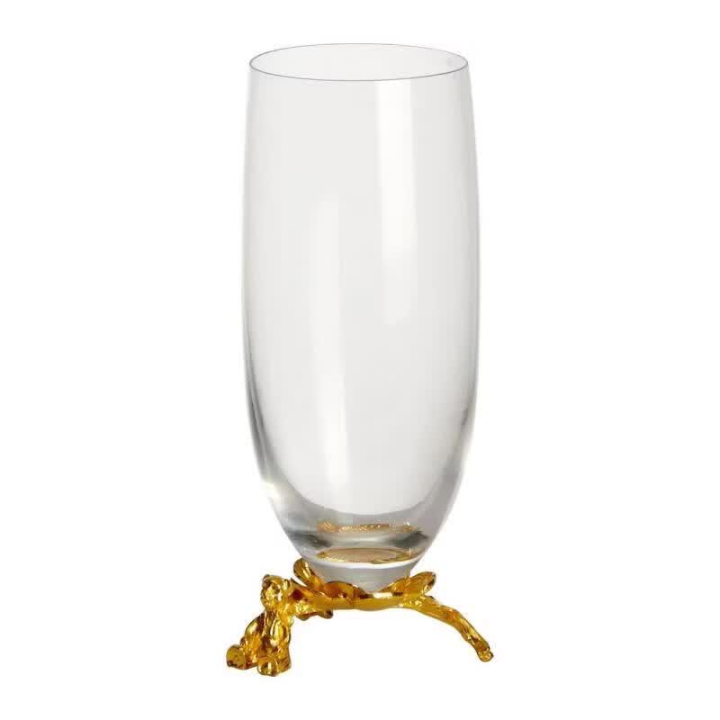 Retro Crystal Champagne Glass with Golden Bear Base