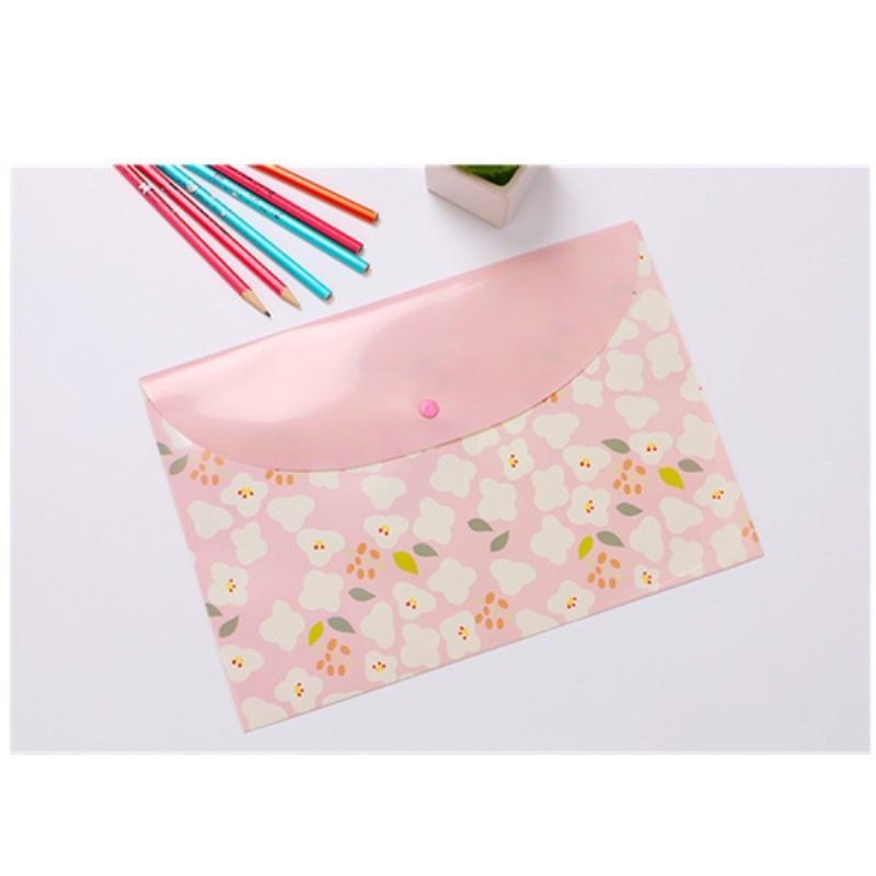 1Pcs  Waterproof and Moistureproof  A4 Test Paper Bag  Fresh Broken Flower Transparent Folder  Snap B