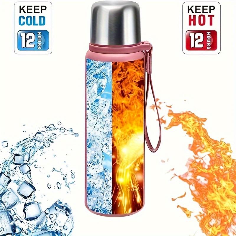 1pc Double-Wall Vacuum Cup - Stainless Steel Reusable Insulated Water Bottle with Flip-Top Lid for Outdoor Gym Camping Office