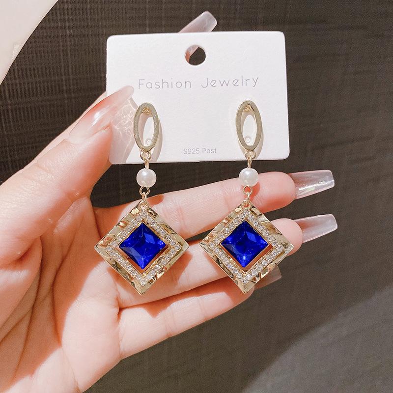 Premium Design Niche Temperament Stud Earrings Women's Blue Earrings 925 Silver Exquisite Light Luxury Versatile Earrings
