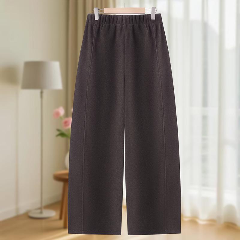 Velvet Winter Curved Blade Pants for Middle-Aged Women: Plus Size Slimming Wide-Leg Pants