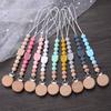 New Baby Pacifier Clips Round Beech Clips Silicone Rainbow Beads for Dummy Nipple Holder Soother Chain Teether Toy