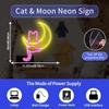 Anime Cat & Moon Neon Sign, Personalized Neon Signs for Wall Decor, LED Night Lights Home Decor Lights Backdrop LED Light up Signs for Game Room Sign