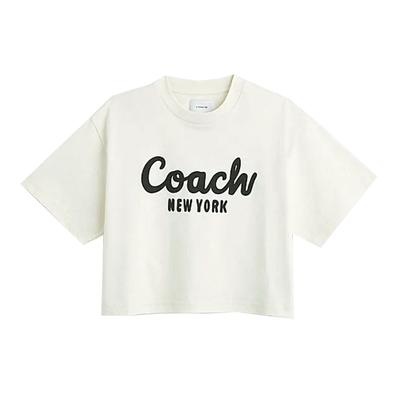 Solid Color Letter Print Short Sleeve T-Shirt Women Tops Cream CP778-CRM