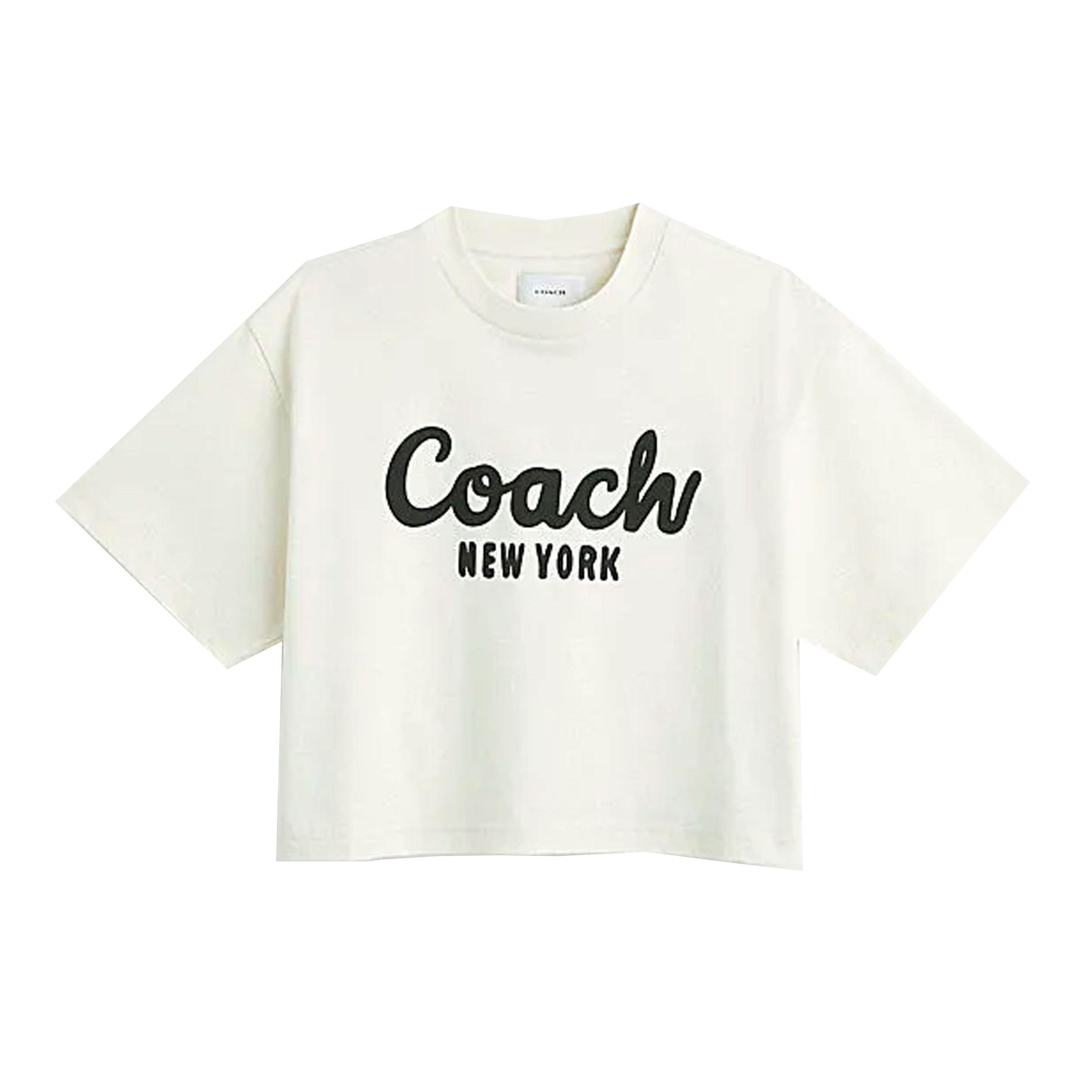 Женская футболка Coach с принтом из букв однотонная с коротким рукавом Топы Кремовый CP778-CRM M