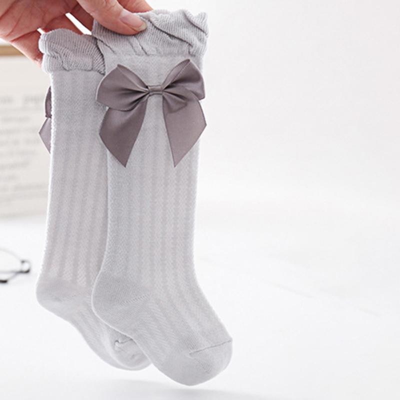 Baby Girls Summer Thin Mesh High Tube Socks Bow Anti-Mosquito Over Knee Stocking