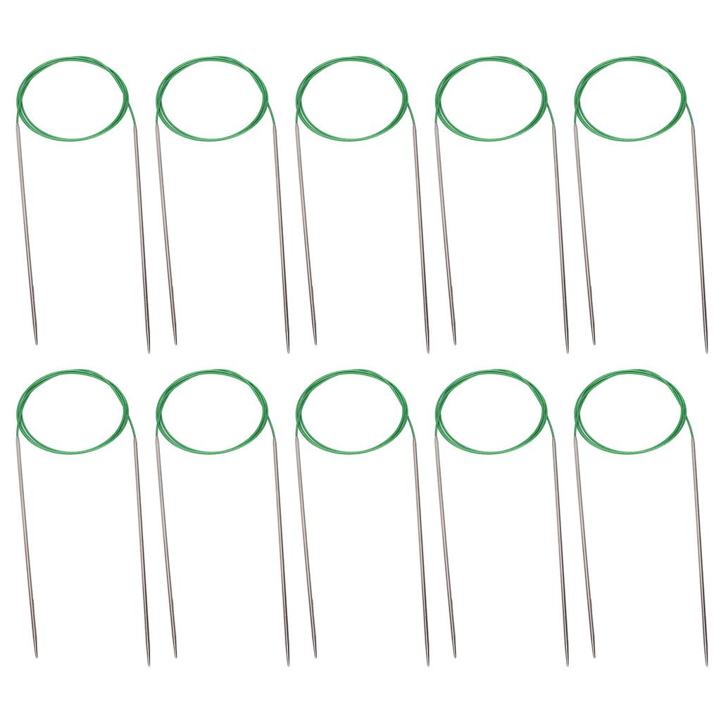 10 Peças Agulha de Tricô Circular Multiuso 100cm 39in Comprimento Anel Aço Inoxidável Fio de Suéter Conjunto de Agulhas de Argola
