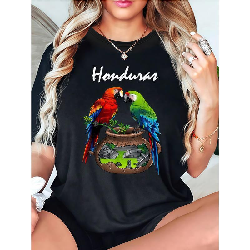 “Honduras” Parrots & Cultural Landscape unisex T-shirts, Central American Heritage unisex T-shirts XXL