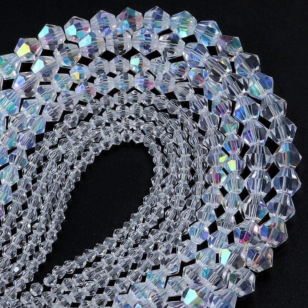 1String 3/4/6/8/10mm Transparent AB Color Crystal Beads Round Square Loose Spacer Glass Beads For DIY Bracelet Necklace Jewelry